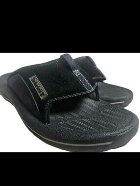 Timberland Men Blk Suede Slide Sandal Size 9 Open Toe Leather Cushion Mule.[7D